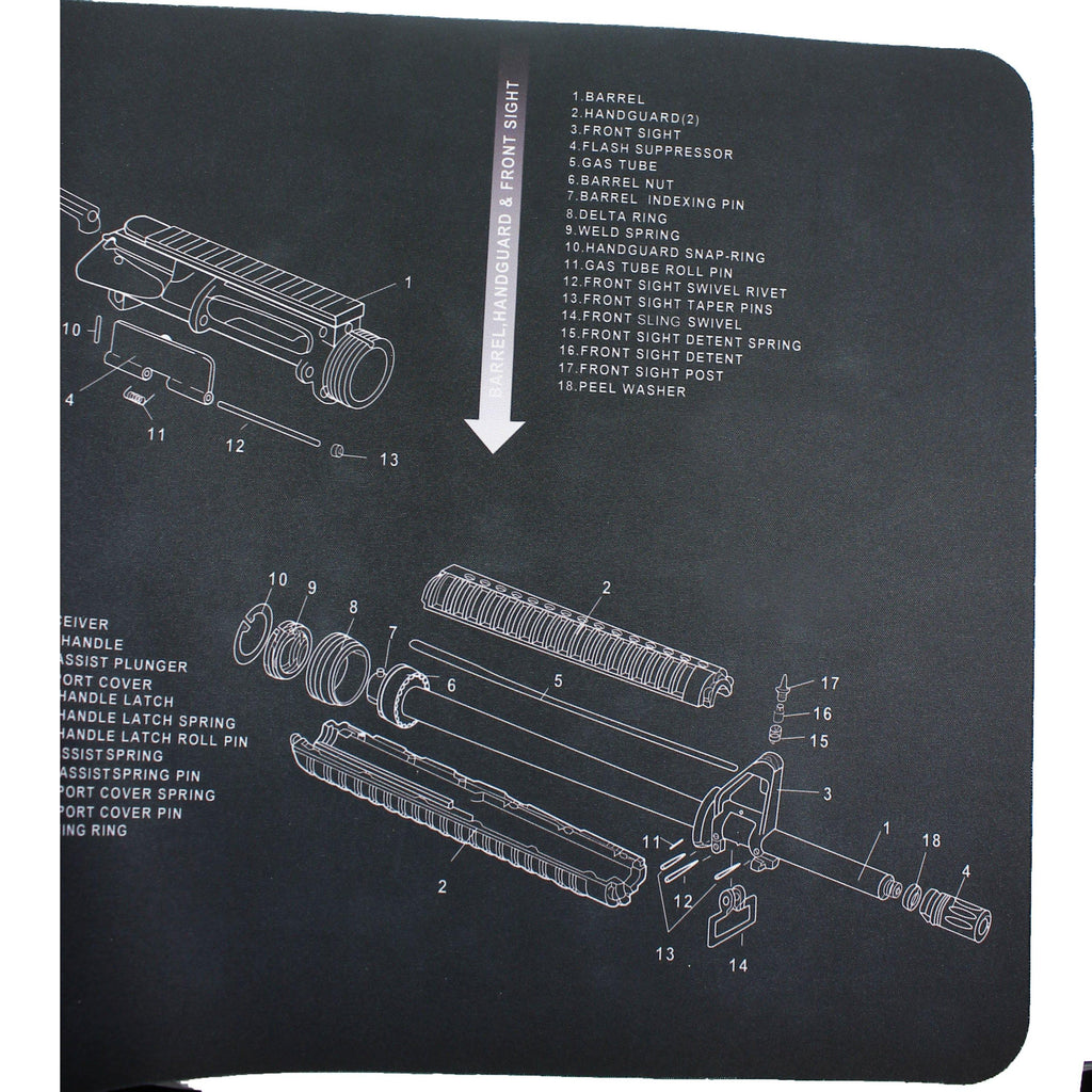 AR-15 M16 M4 Gun Cleaning Bench Mat with AR15 Parts List Black | West ...